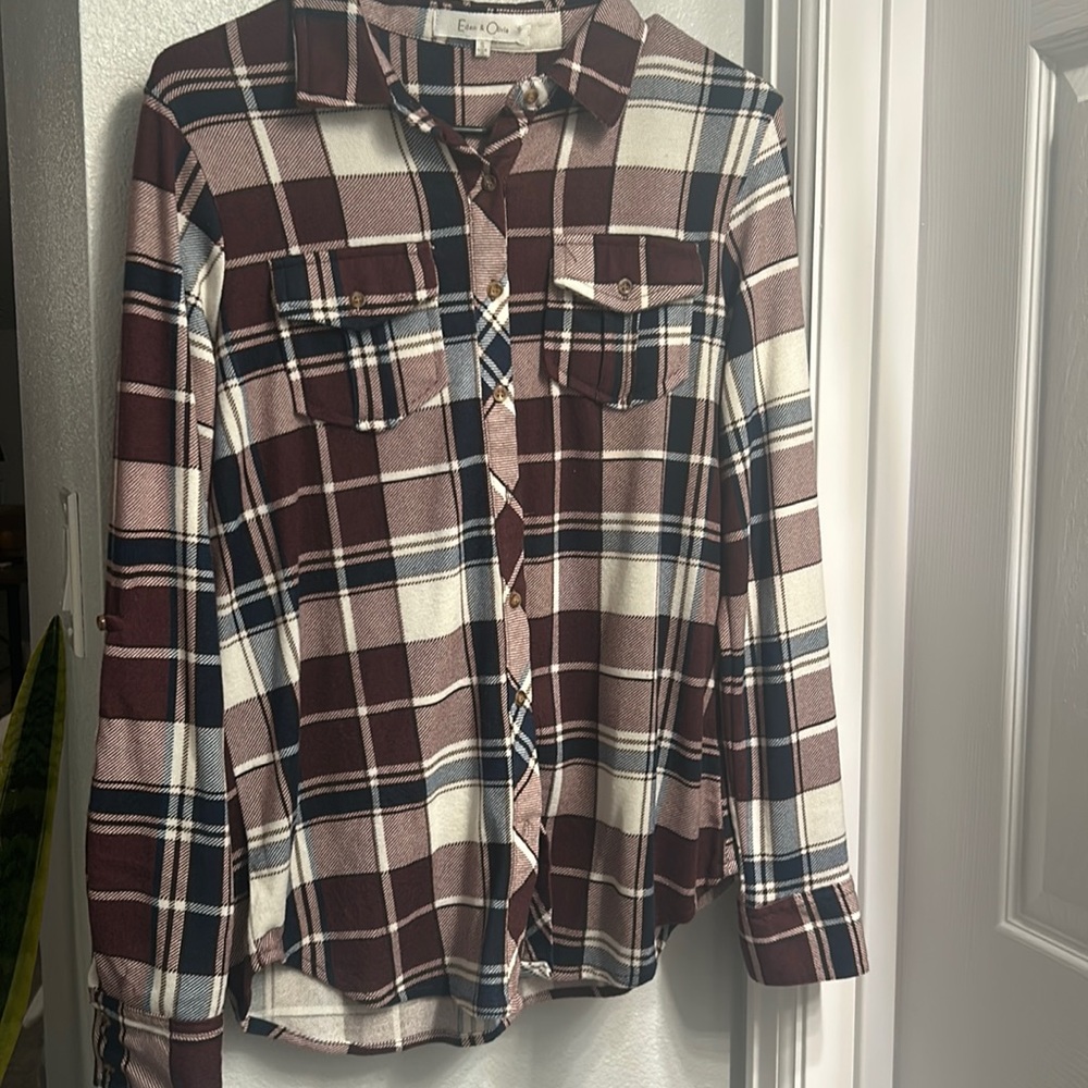 Eden & Olivia purple and navy flannel. With tags.